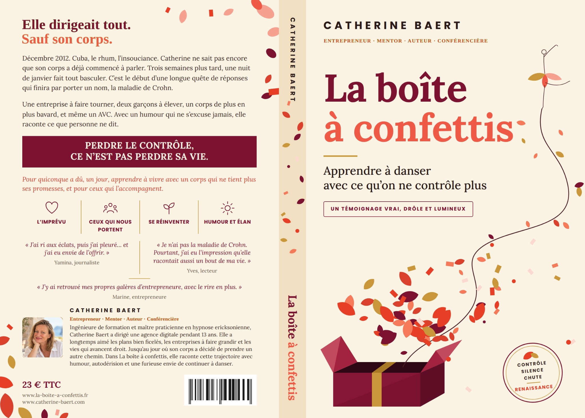 Couverture complète originale, dos et quatrième de couverture de La boîte à confettis